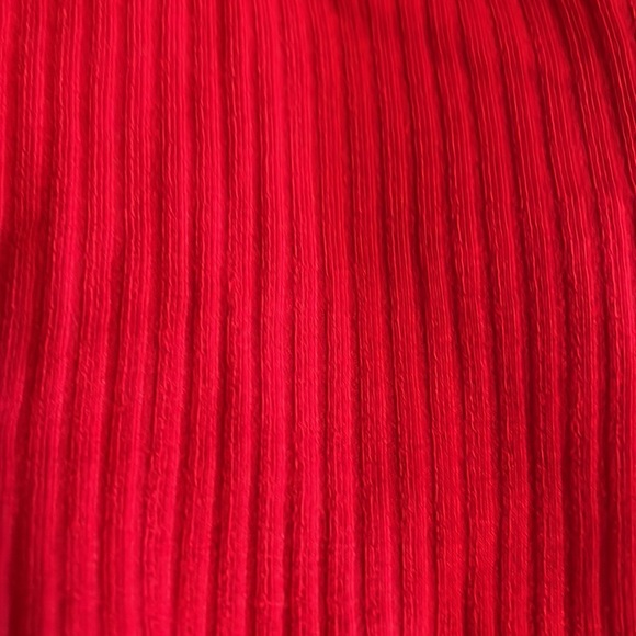 Red Ribbed 1/2 Zipper Tank Top Bodysuit - Picture 3 of 3